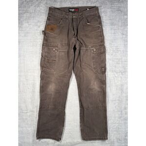 Wrangler Riggs Pants Mens 32x34 Brown Ripstop Workwear Cargo Utility 3W060DB